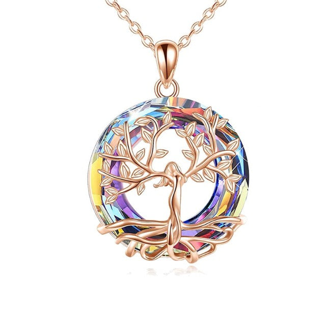 Collar Colgante de Cristal Árbol de la Vida