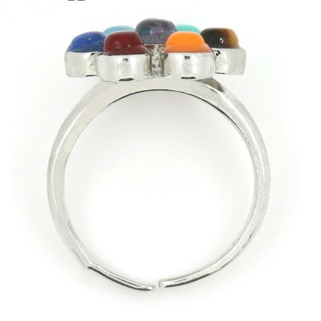 Anillo 7 Chakras color Plata