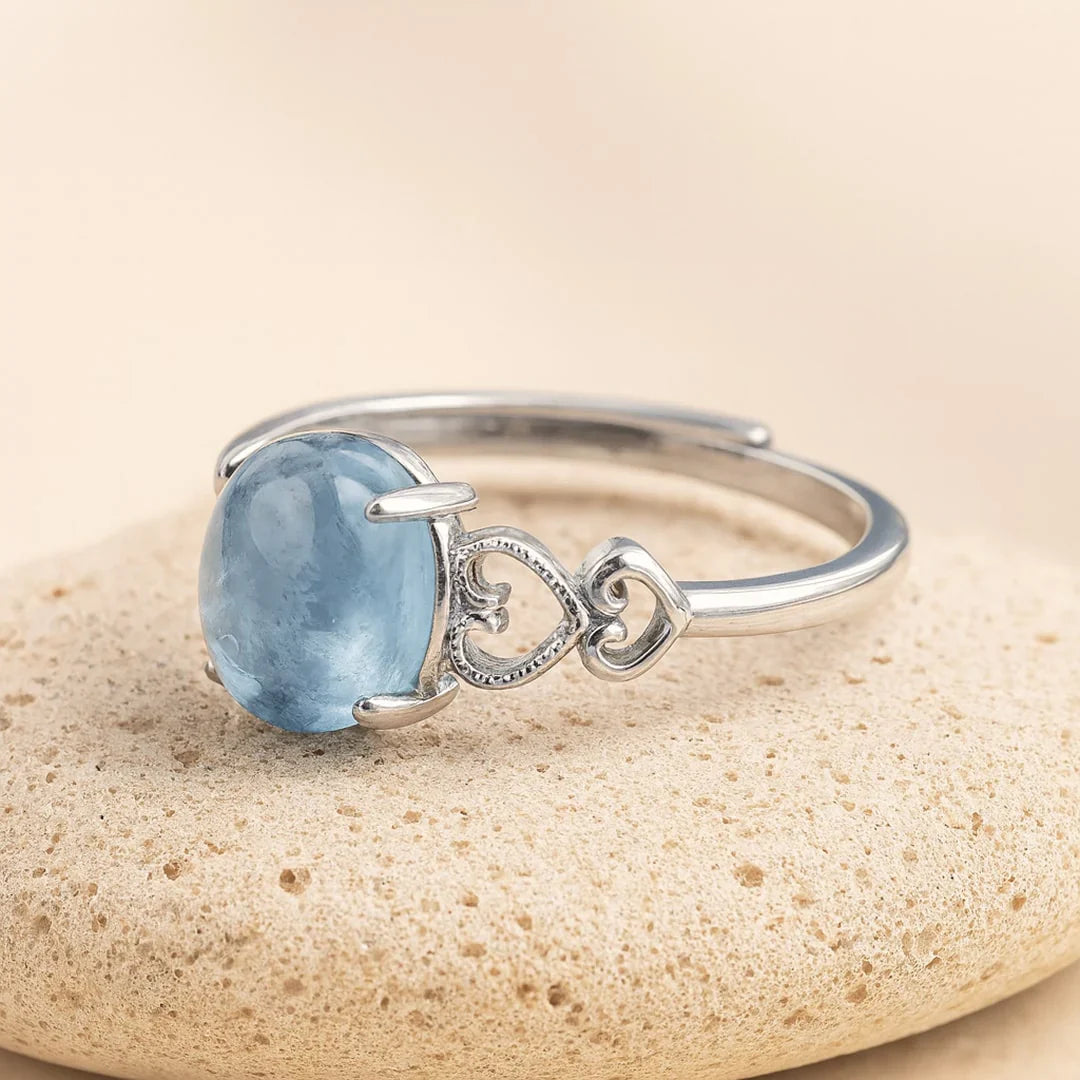 Anillo Ajustable "Cristal de Mar" en Aguamarina 