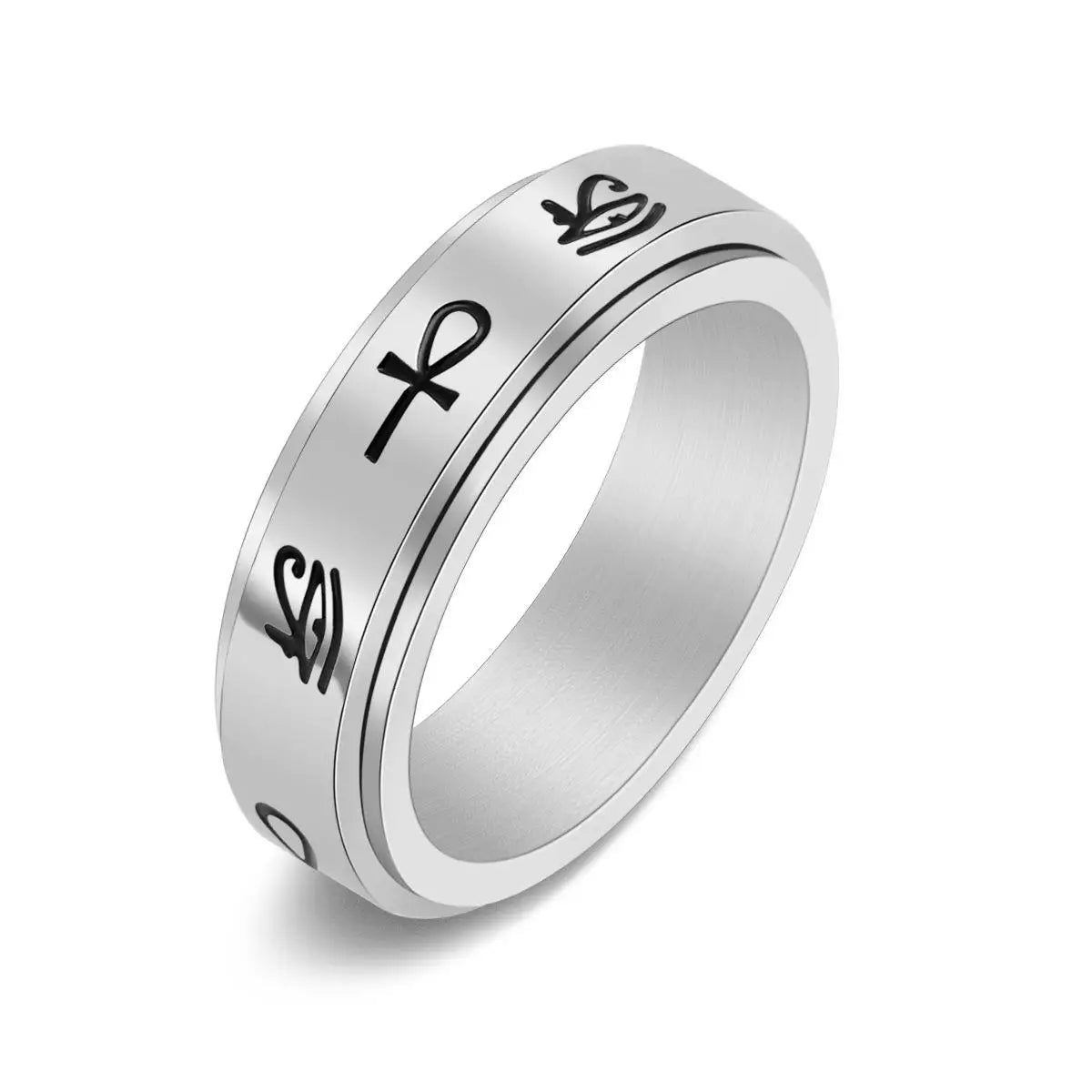 Anillo con Motivos Egipcios Antiestrés Giratorio plata