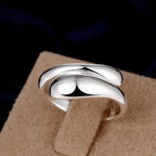 Anillo de Gota de Agua Plateado y Hueco