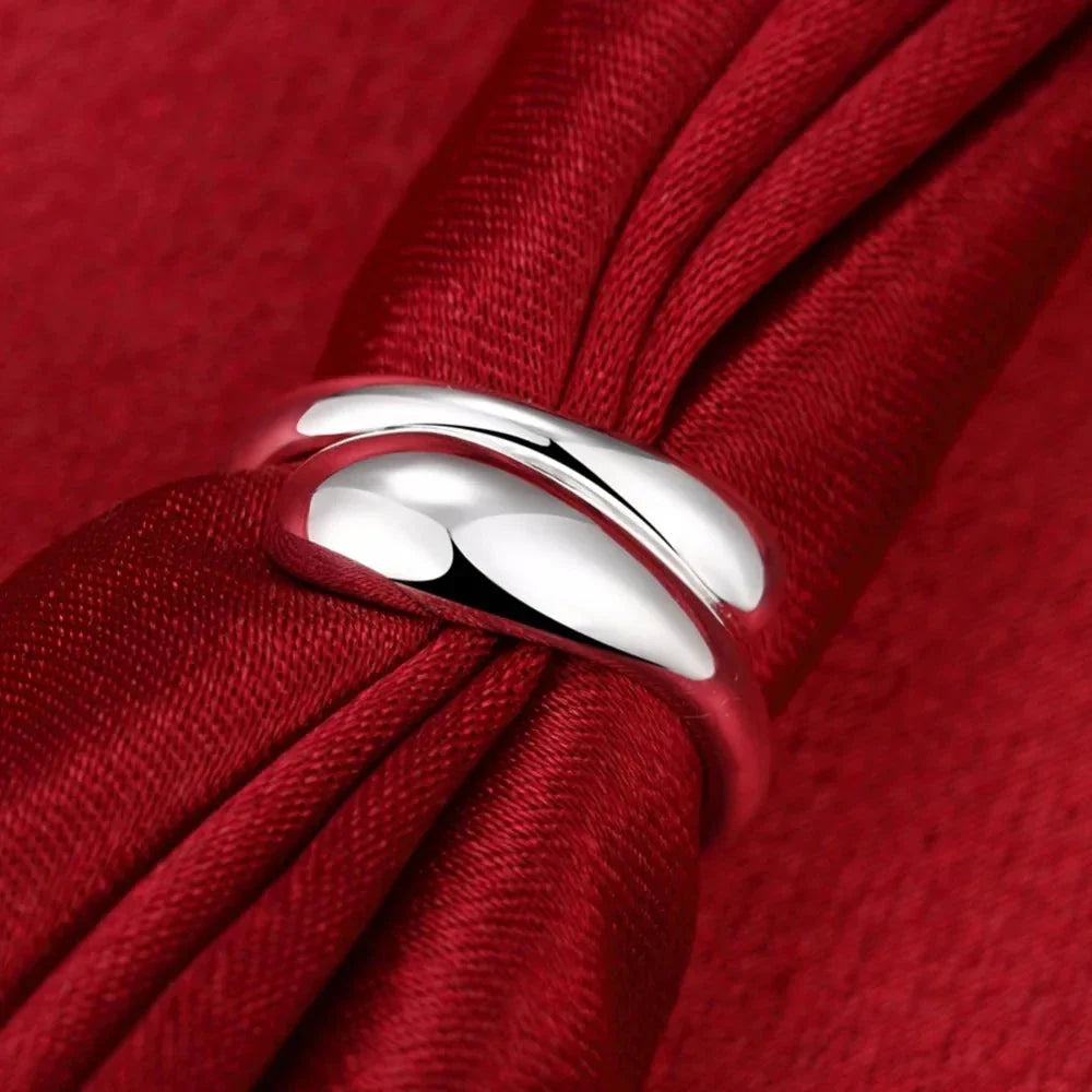 Anillo de Gota de Agua Plateado y Hueco