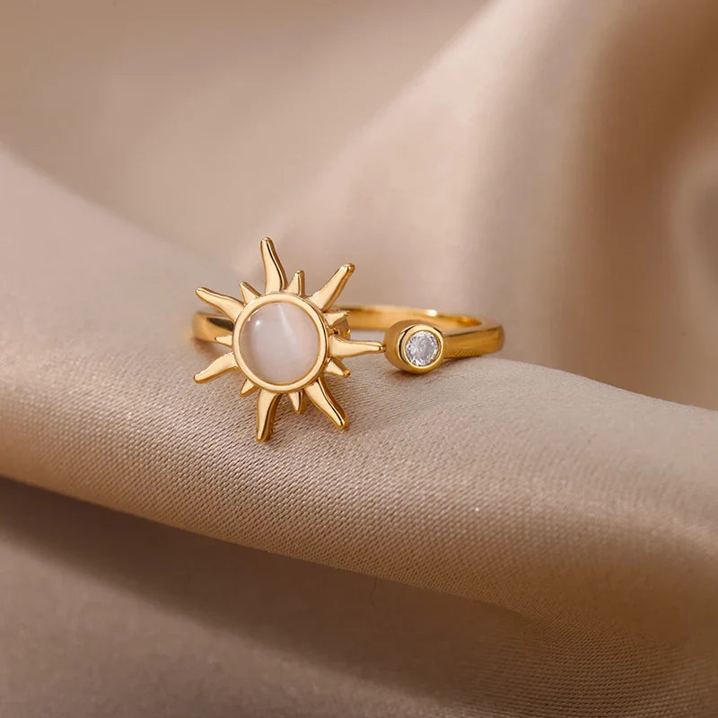 Anillo Anti-Estrés Anillo Giratorio Sol oro