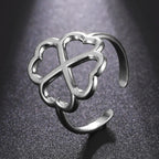 Anillo con Trébol de 4 Hojas para Mujer plata