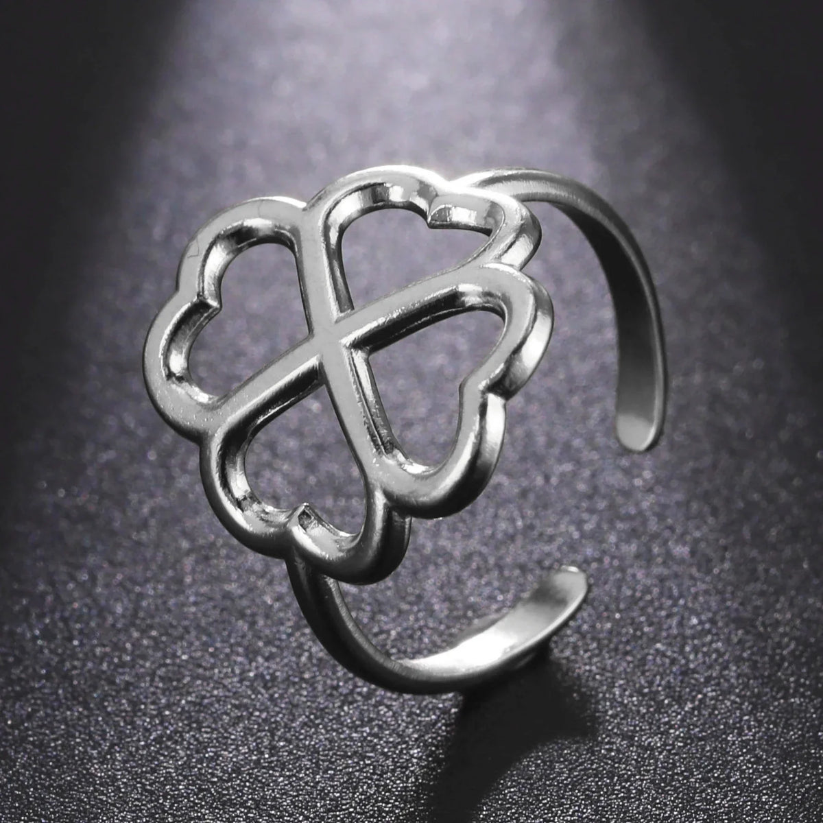 Anillo con Trébol de 4 Hojas para Mujer plata