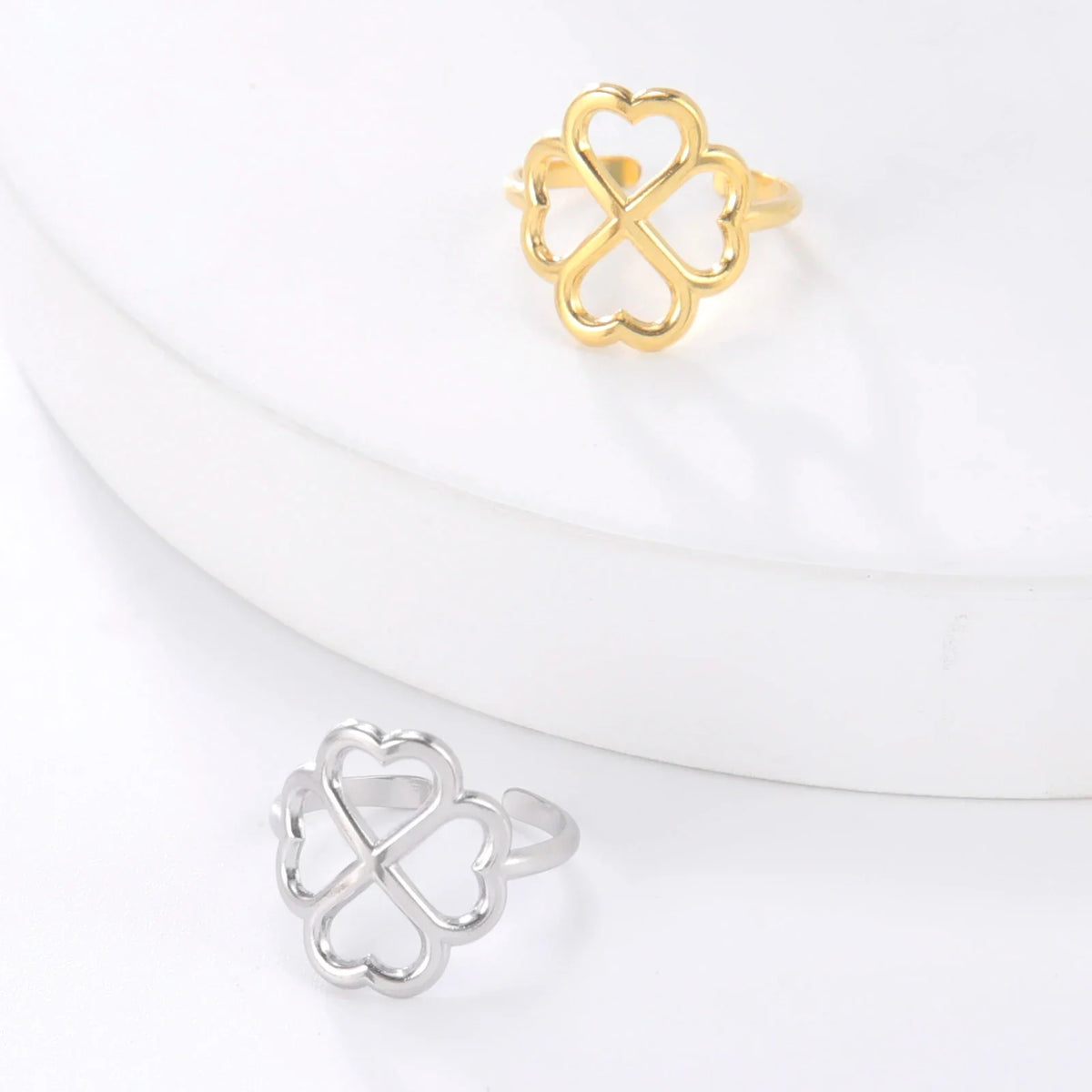 Anillo con Trébol de 4 Hojas para Mujer plata