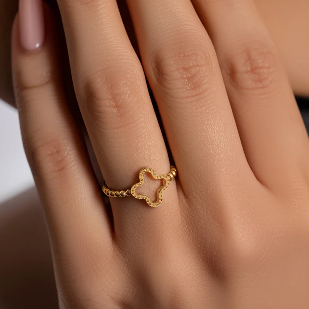 Anillo con Trébol de 4 Hojas para Mujer oro