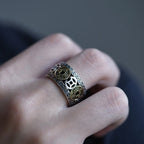 Anillo Budista Tibetano Hombre Mujer Sello Anillo Oro y plata