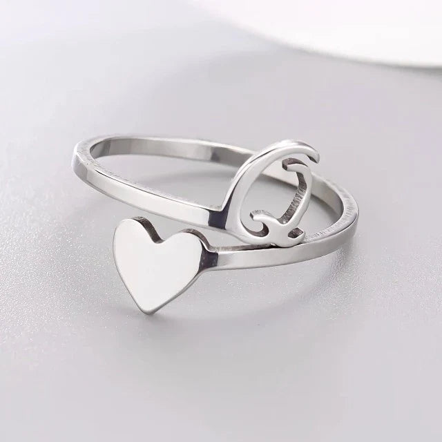 Anillo Corazón Inicial Plata Q