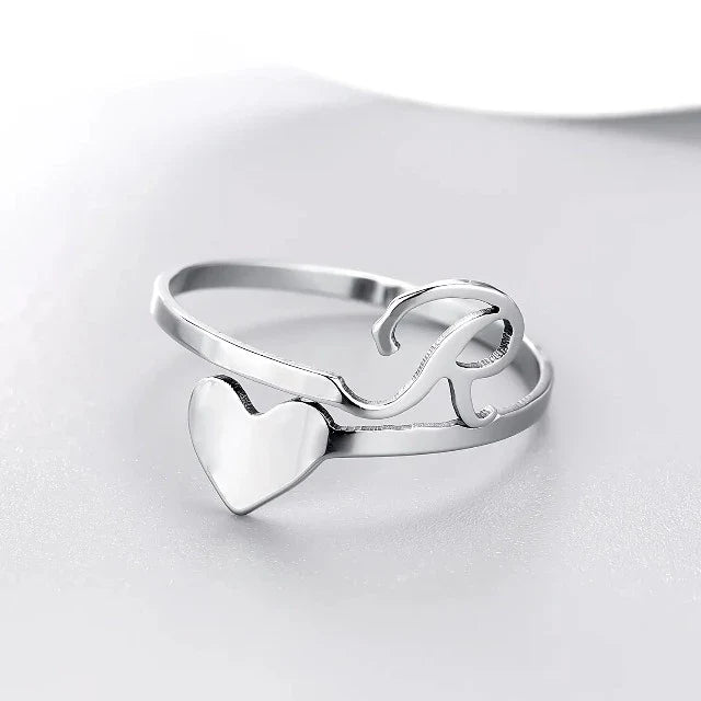 Anillo Corazón Inicial Plata R