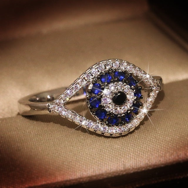 Anillo Contra el Mal de Ojo Azul Griego Turco Matiasma Mataki