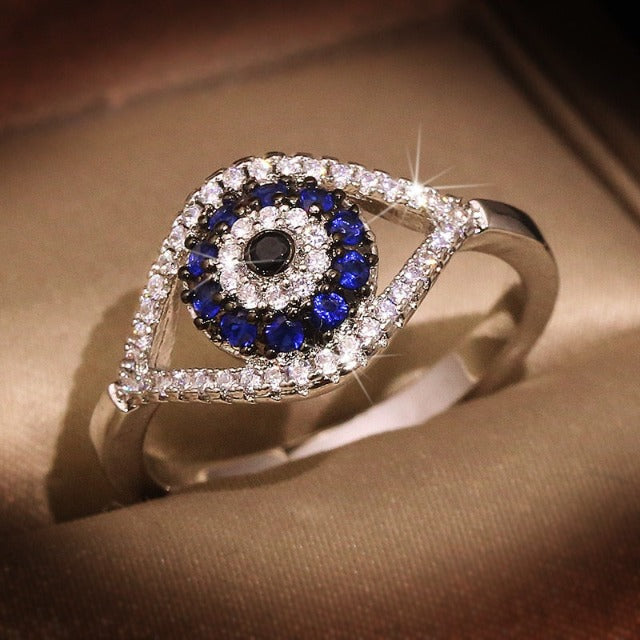 Anillo Contra el Mal de Ojo Azul Griego Turco Matiasma Mataki
