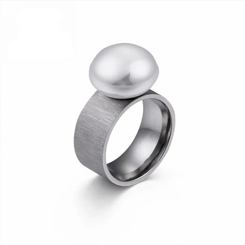 Anillo de Estilo Retro con Perla Blanca plata