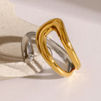 Anillo Dorado y Plateado Anillo Gota de Agua Hueca