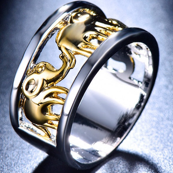 Anillo Elefante plata y oro