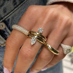 Anillo Fino Gota de Agua con Perla de circonio 1