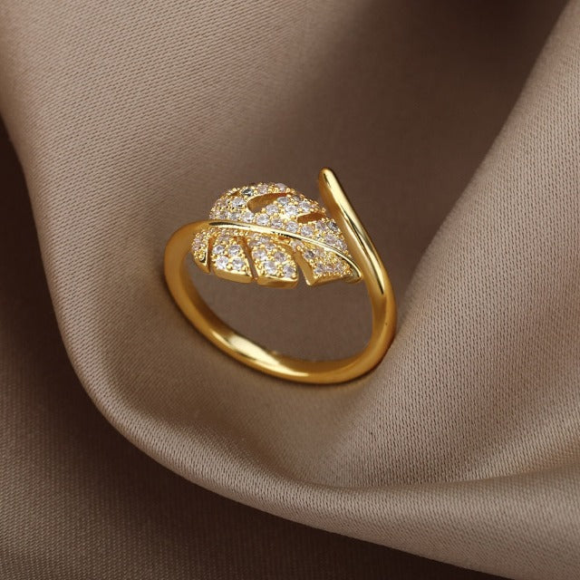 Anillo Hoja de Palma Oro