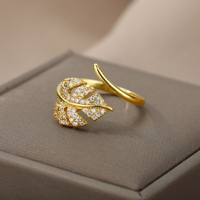 Anillo Hoja de Palma Oro