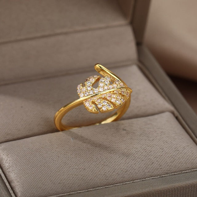 Anillo Hoja de Palma Oro