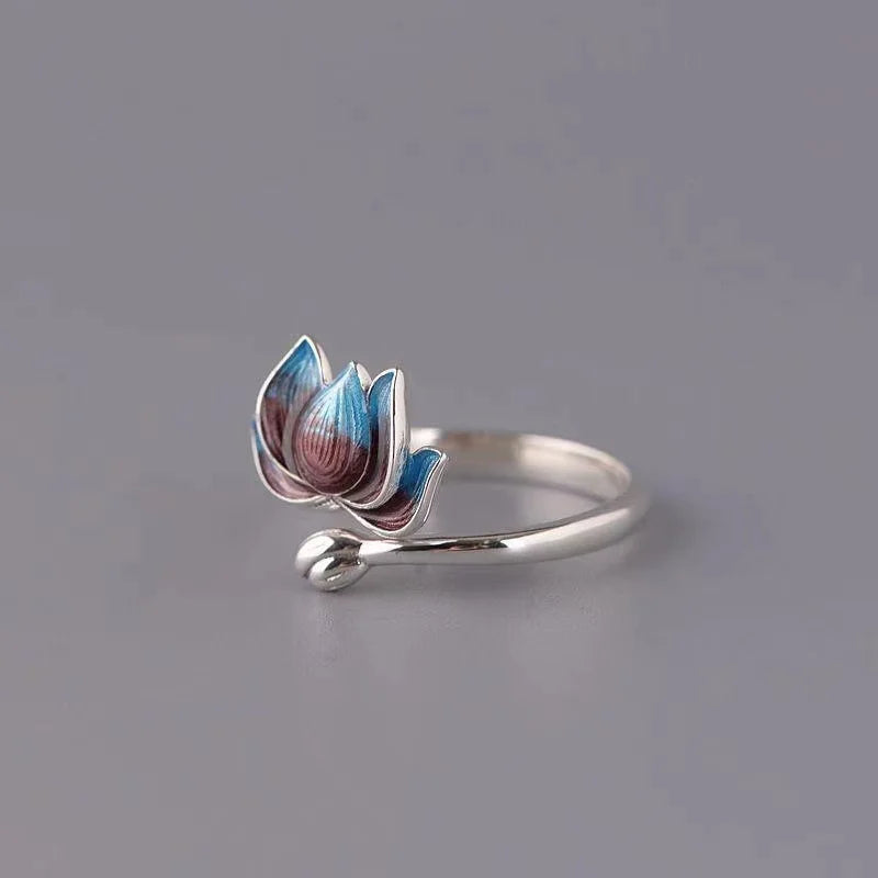 Anillo Flor de Loto Plateado