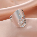 Anillo Geométrico Yin Yang plata