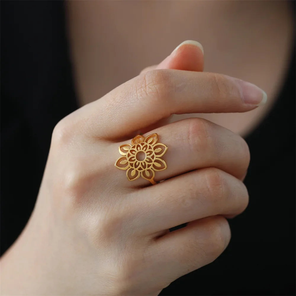 Anillo Mandala Mujer Sello oro