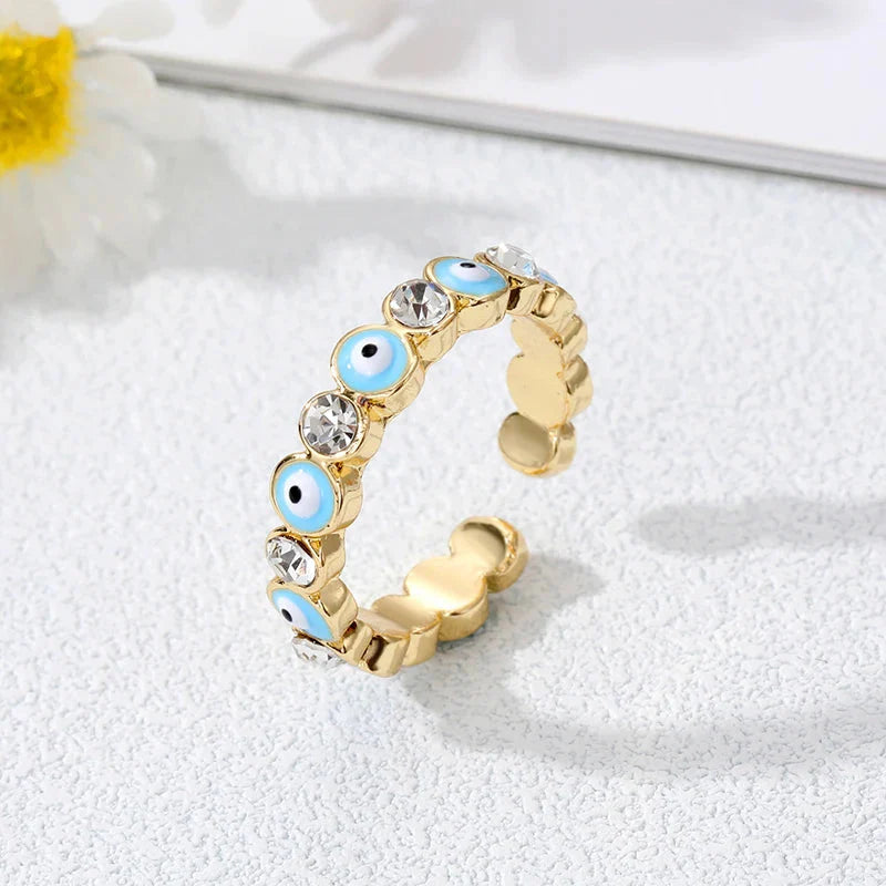 Anillo Ojo Turco Azul Estilo Bohemio turquesa