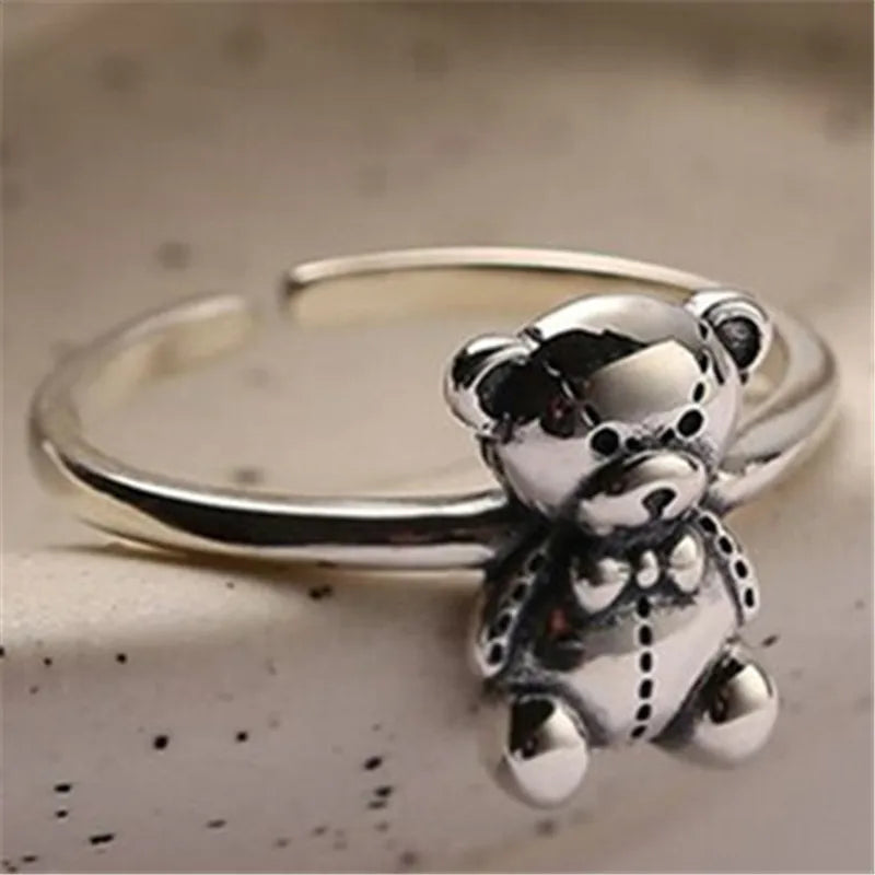 Anillo Oso Retro Plata