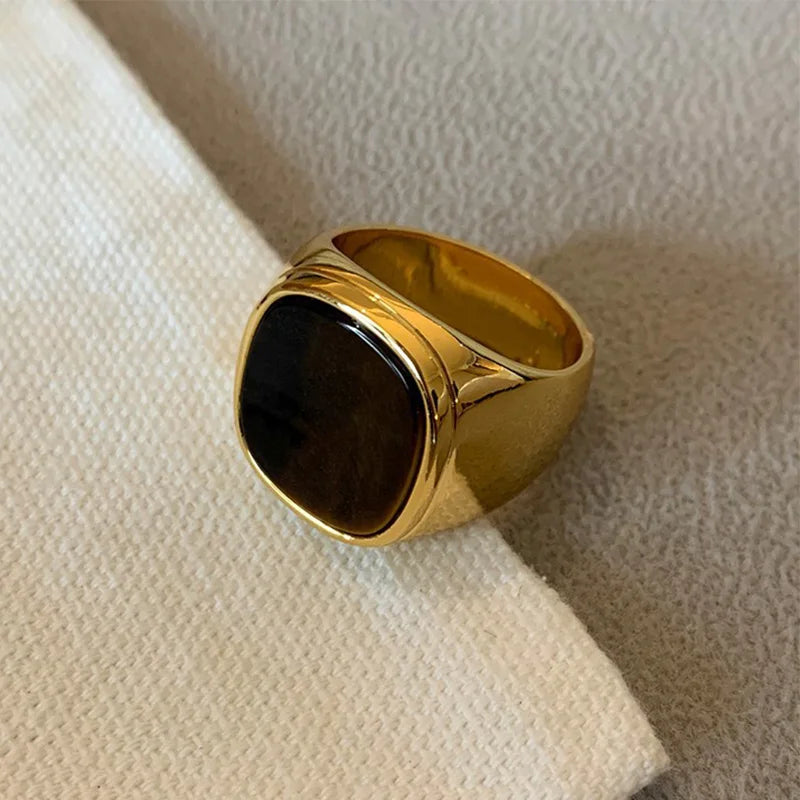 Anillo Piedra Ojo de Tigre Oro estilo A