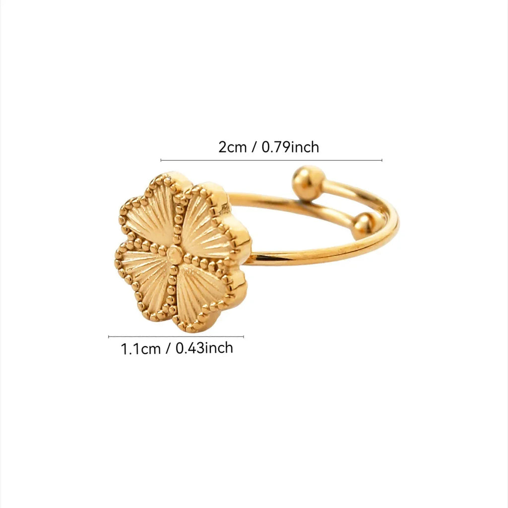 Anillo Retro con Trébol de 4 Hojas