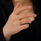 Anillo Retro con Tréboles de 4 Hojas para Mujer oro