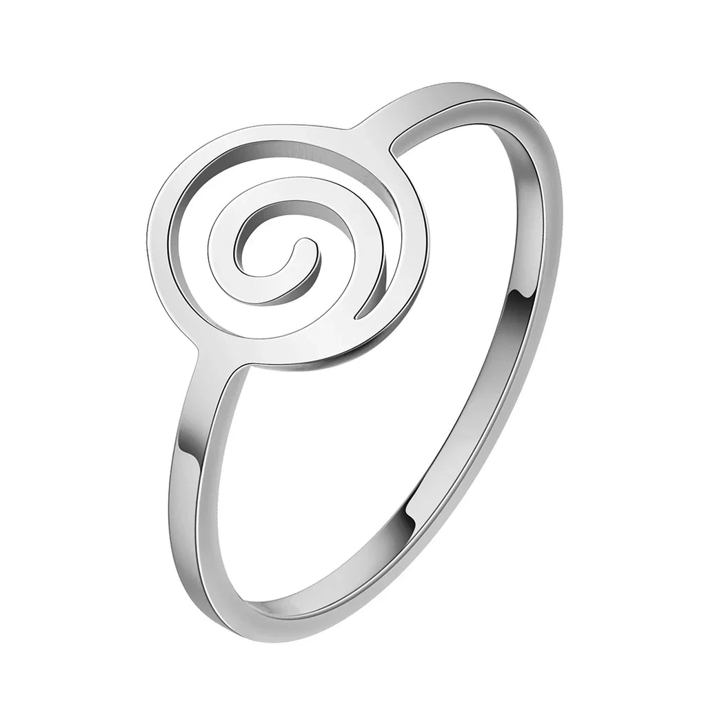 Anillo Espiral Geométrico plata