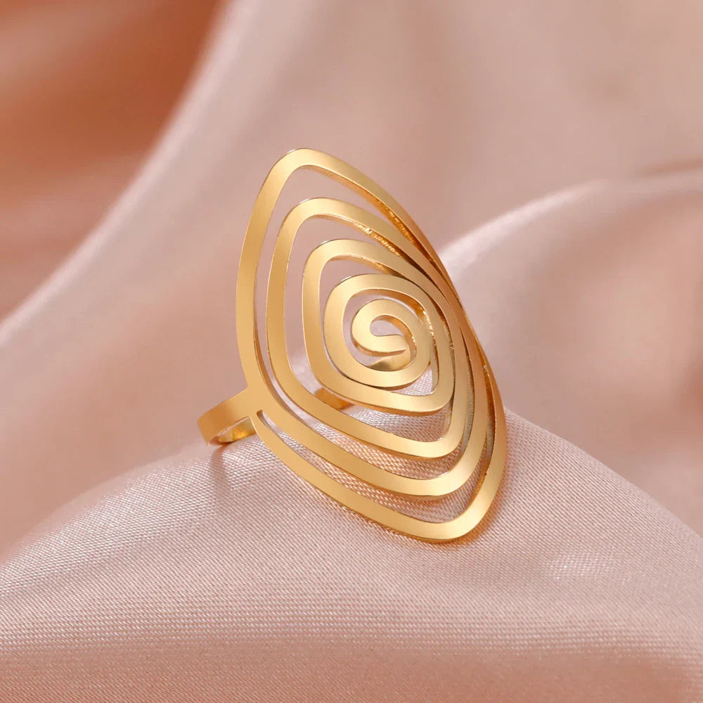 Anillo Espiral Geométrico Mujer oro