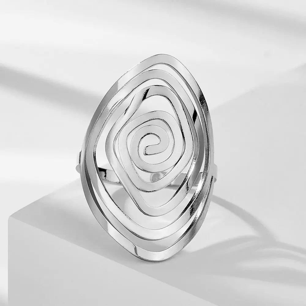Anillo Espiral Geométrico Mujer plata