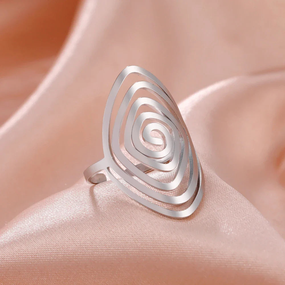 Anillo Espiral Geométrico Mujer plata