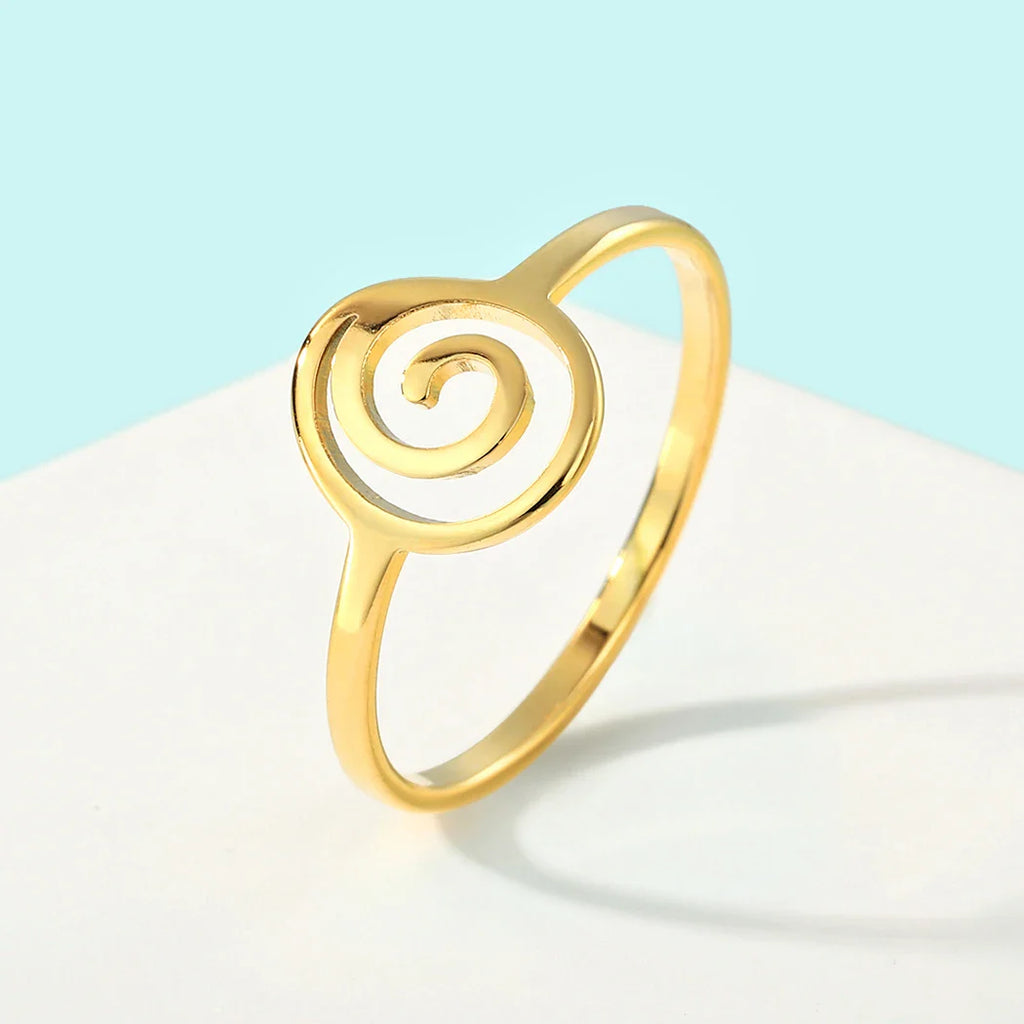 Anillo Espiral Geométrico oro