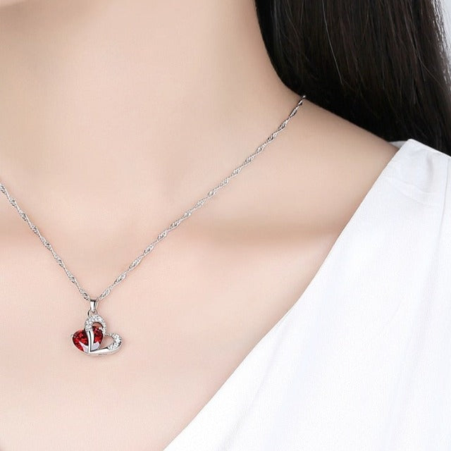 Joyería Corazón Collar y Pendientes rojos