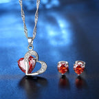 Joyería Corazón Collar y Pendientes rojos