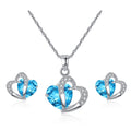 Joyería Corazón Collar y Pendientes azules