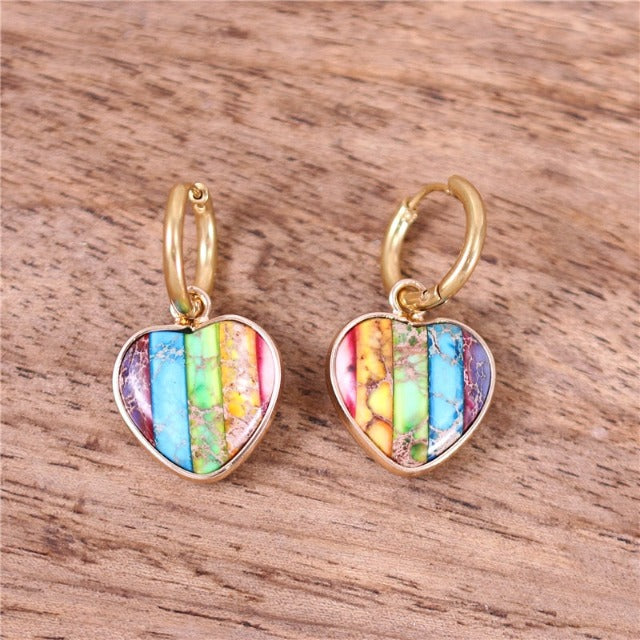 Pendientes 7 Chakras Piedras Mujer
