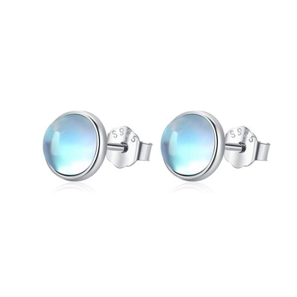 Pendientes de Plata para Mujer con Piedra de Luna y Clavo