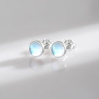 Pendientes de Plata para Mujer con Piedra de Luna y Clavo