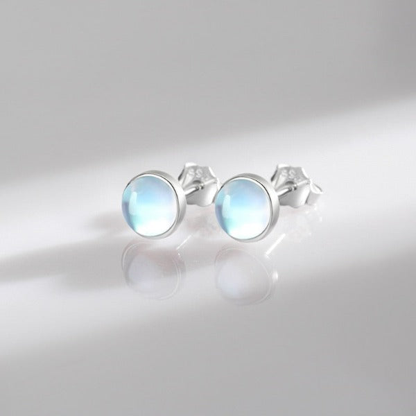Pendientes de Plata para Mujer con Piedra de Luna y Clavo