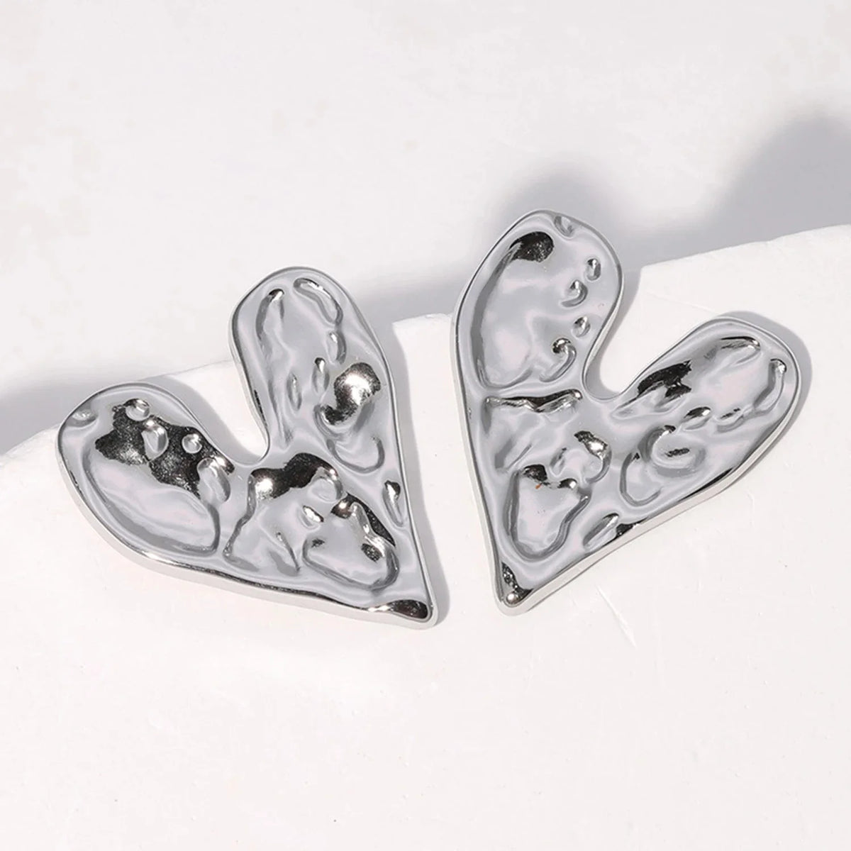 Pendientes de botón Corazón plata