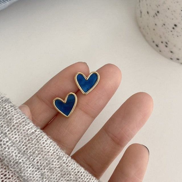 Pendientes Corazón Azul & Rosa azul