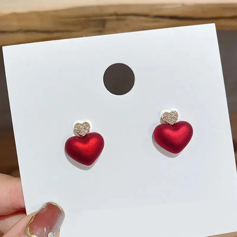Pendientes Corazón de Navidad Rojos