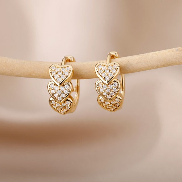 Pendientes Corazones Oro - Plata oro