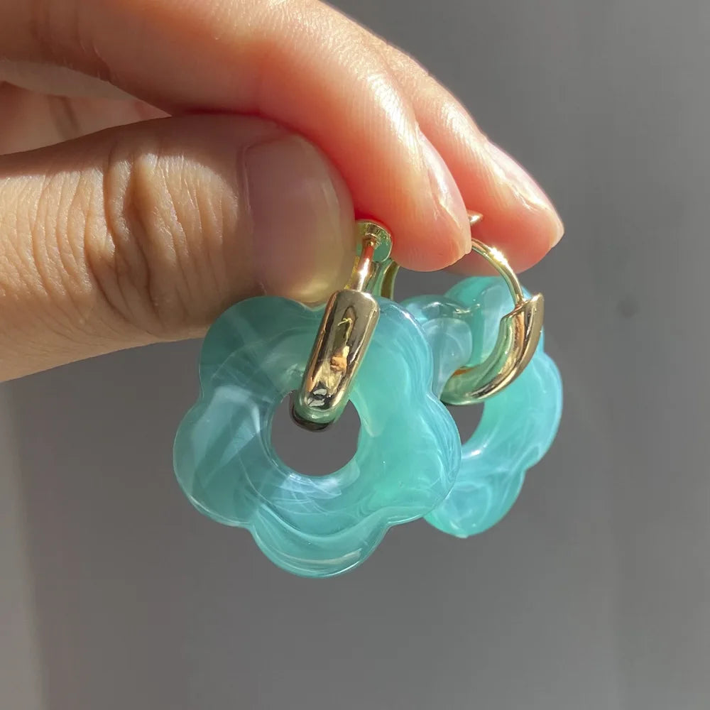 Pendientes Aros Flor de Resina