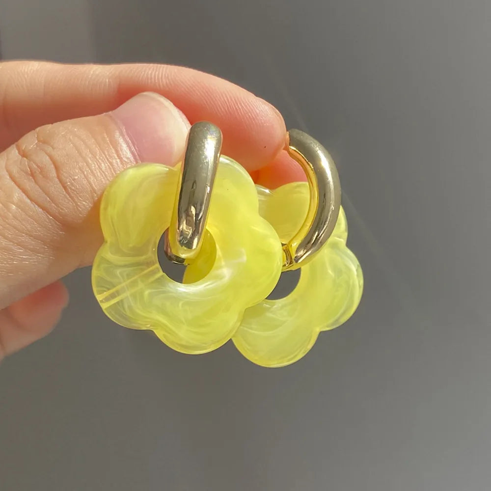 Pendientes Aros Flor de Resina