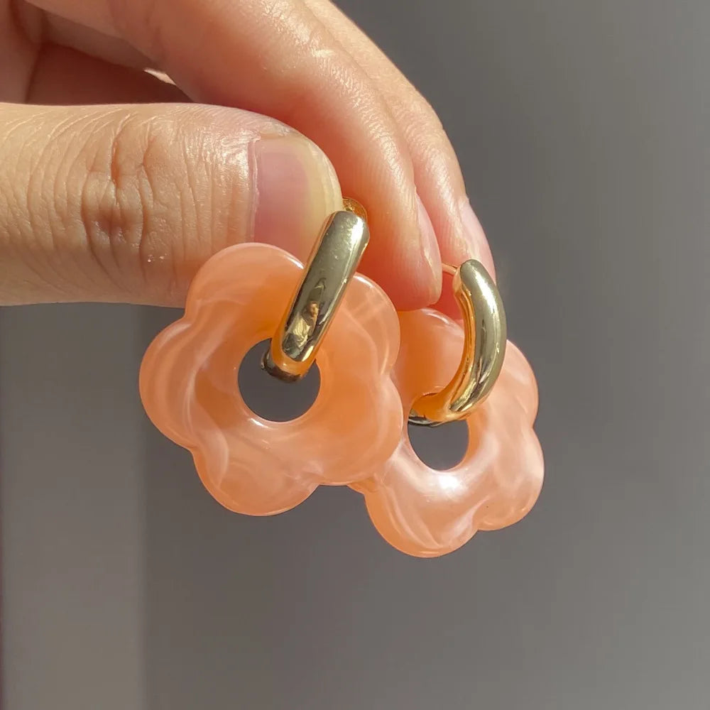 Pendientes Aros Flor de Resina